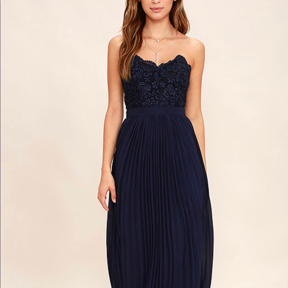 Special occasion navy blue maxi dress